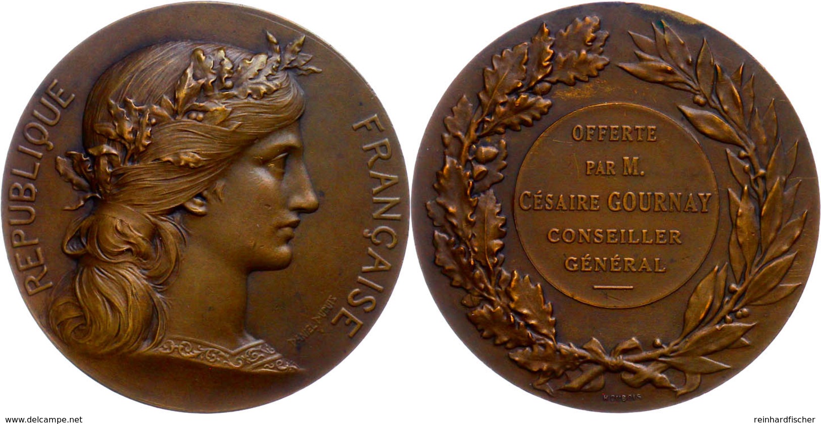 Frankreich, Bronzemedaille (Dm. 44,9 Mm, 43 G), O.J., Von D. Dupuis, Prämienmedaille, Av: Brustbild Frau Nach Rechts, Re - Altri & Non Classificati