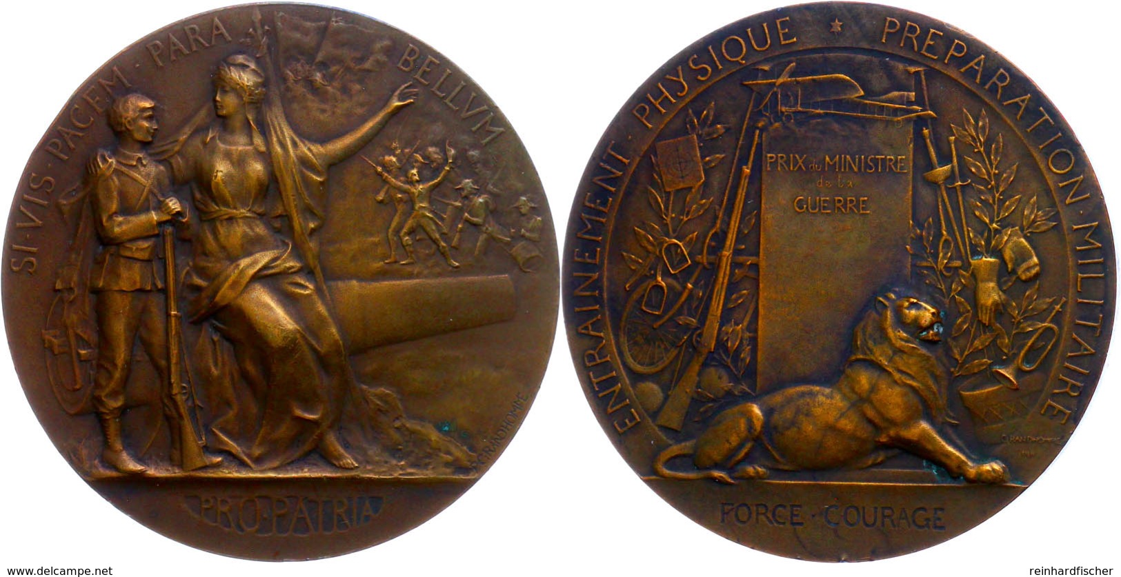 Frankreich, Bronzemedaille (Dm. 52 Mm, 66 G), 1911, Von P. Grandhomme, Verdienstmedaille Des Kriegsministerium, Av: Mari - Sonstige & Ohne Zuordnung