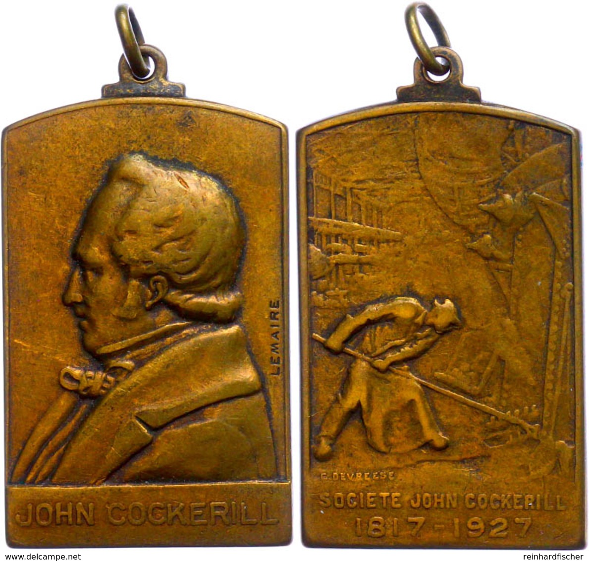 Belgien, Bronzeplakette (24x33 Mm, 14,55 G), 1927, Von Lemaire Und C. Devreese. Zum 110 Jährigen Bestehen Der Firma John - Sonstige & Ohne Zuordnung