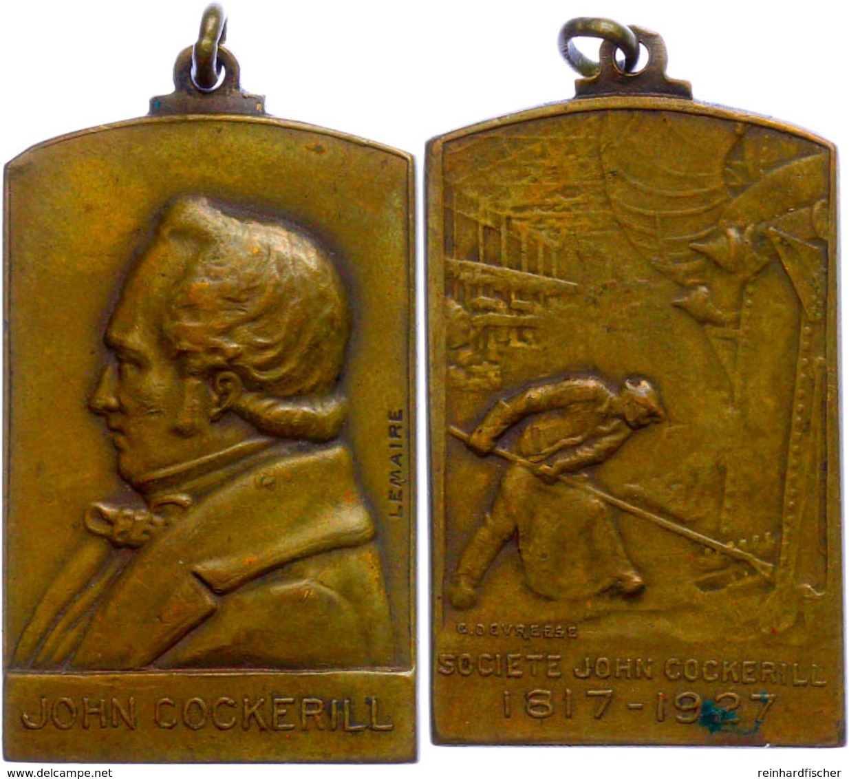 Belgien, Bronzeplakette (24x33 Mm, 14,85 G), 1927, Von Lemaire Und C. Devreese. Zum 110 Jährigen Bestehen Der Firma John - Sonstige & Ohne Zuordnung