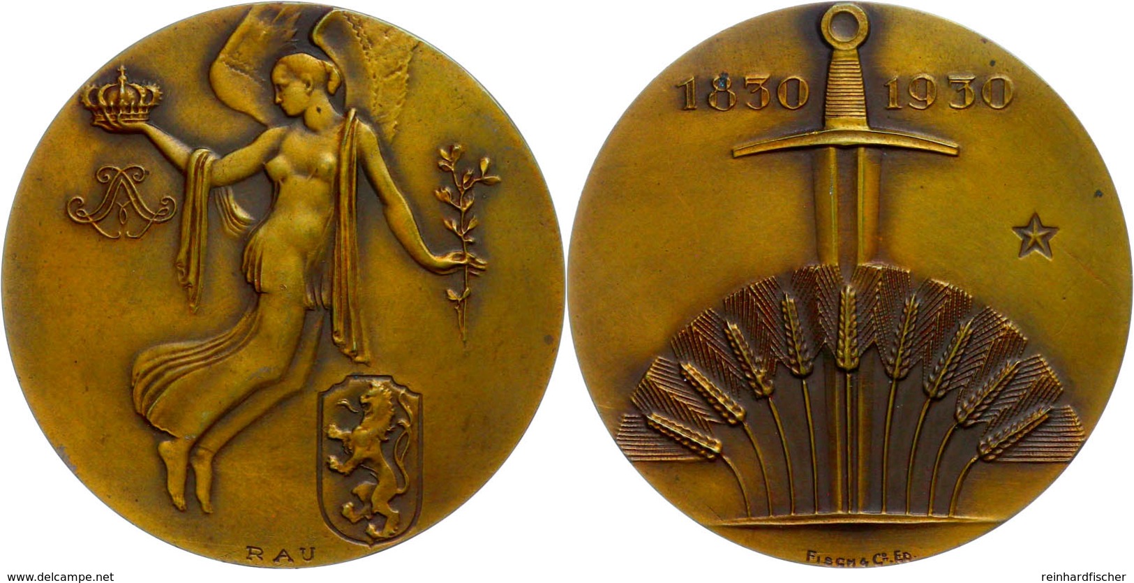 Belgien, Bronzemedaille (Dm Ca. 49mm, 46,55g), 1930, Von Fisch & Co. Zur 100- Jährigen Unabhängigkeit 1830-1930, Vz-st.  - Sonstige & Ohne Zuordnung