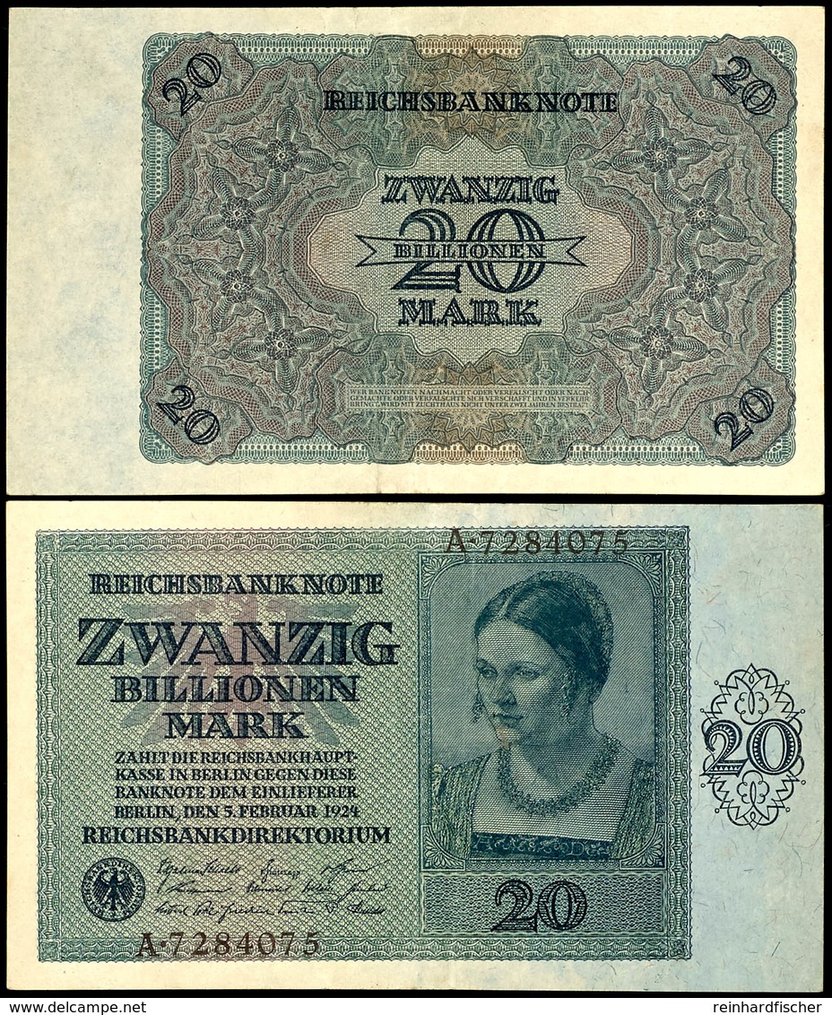 Inflation 1919-1924, 20 Billionen Mark, Reichsbanknote, 5.2.1924, Serie A 7284075, Ro. 135, Erhaltung II., Katalog: Ro.1 - Sonstige & Ohne Zuordnung