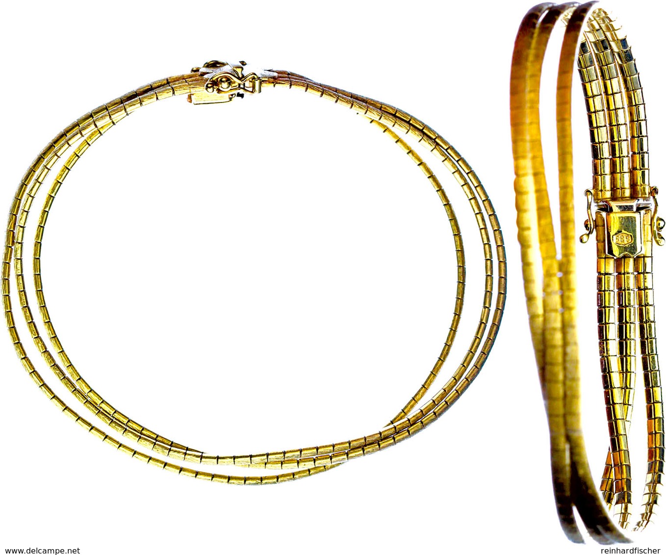 3-reihiges Glieder Designbracelet Mit Dekorativer Schließe, 14K Gelbgold, 21,45 G. - Other & Unclassified