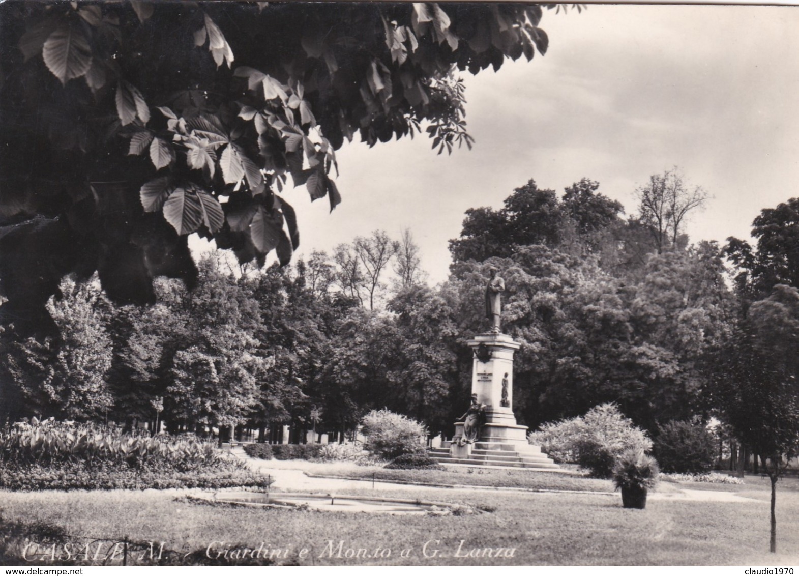 CARTOLINA - ALESSANDRIA - CASALE M. - GIARDINI E MON.TO A G. LANZA - VIAGGIATA PER MONZA - Alessandria