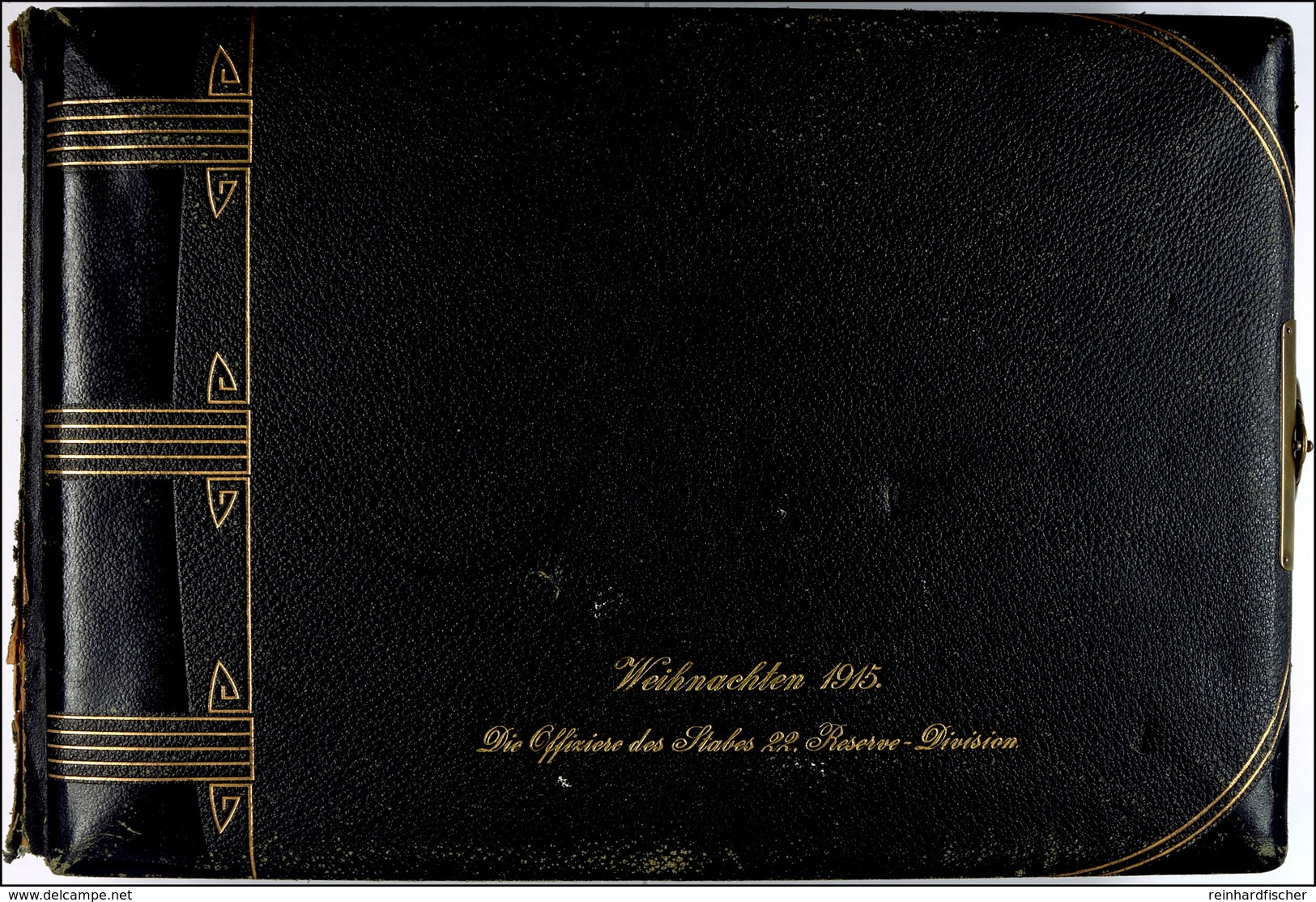 Fotoalbum Mit 79x Aufnahmen, Offiziere II. Weltkrieg, Album Schwarz Mit Goldschrift "Weihnachten 1915. Die Offiziere Des - Documenti