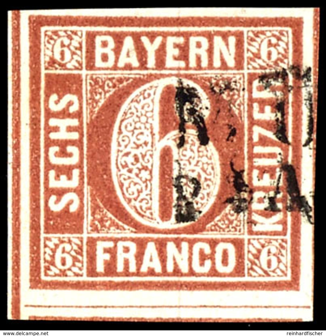 6 Kreuzer Dunkelbraunorange, Type I, Allseits Breitrandig, An Drei Seiten Mit Schnittlinien, Gestempelt, Kabinett, Fotok - Sonstige & Ohne Zuordnung