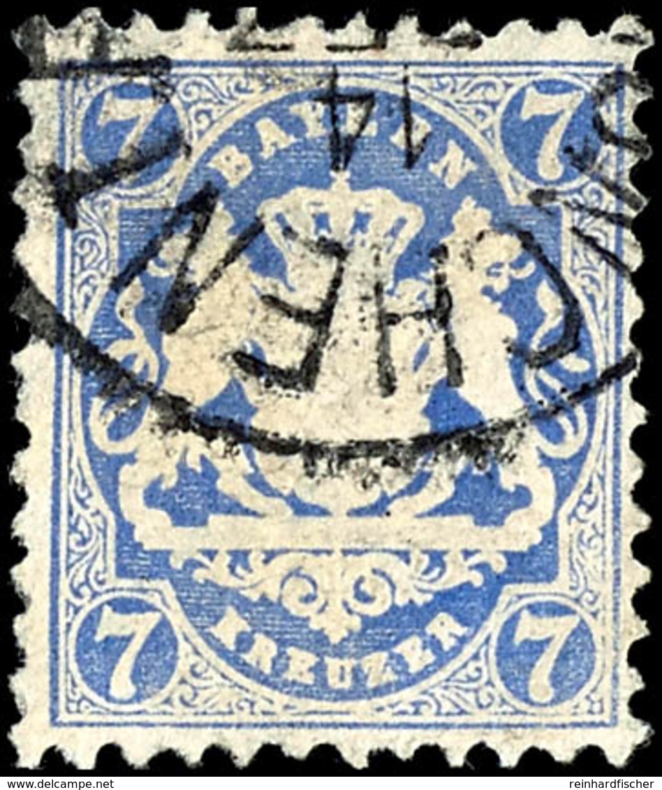 7 Kreuzer Dunkelultramarin, Gestempelt, Tadellos, Geprüft Schmitt BPP, Mi. 320.-, Katalog: 34 O - Other & Unclassified