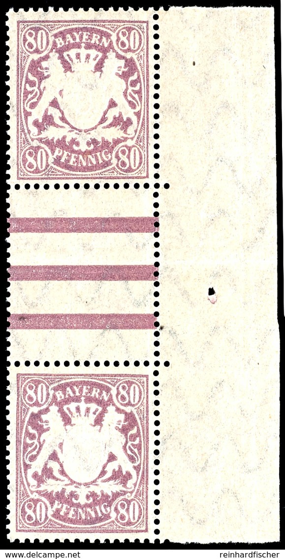 80 Pf. Braunpurpur, Zwischenstegpaar Vom Rechten Rand, Tadellos Postfrisch, Fotoattest Dr. Helbig BPP, Katalog: 68xZS ** - Altri & Non Classificati