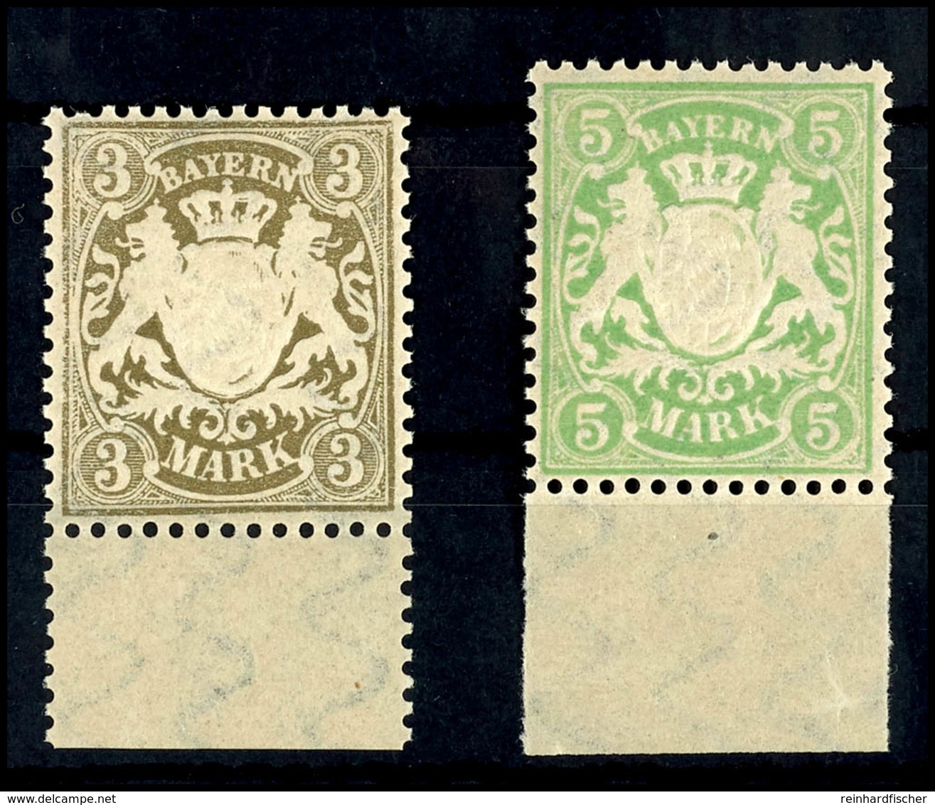 3 Und 5 M. Wappen, Wz. "senkrechte Wellenlinien", X-Papier, Beide Werte Mit Unterrand, Tadellos Postfrisch, Unsigniert,  - Other & Unclassified