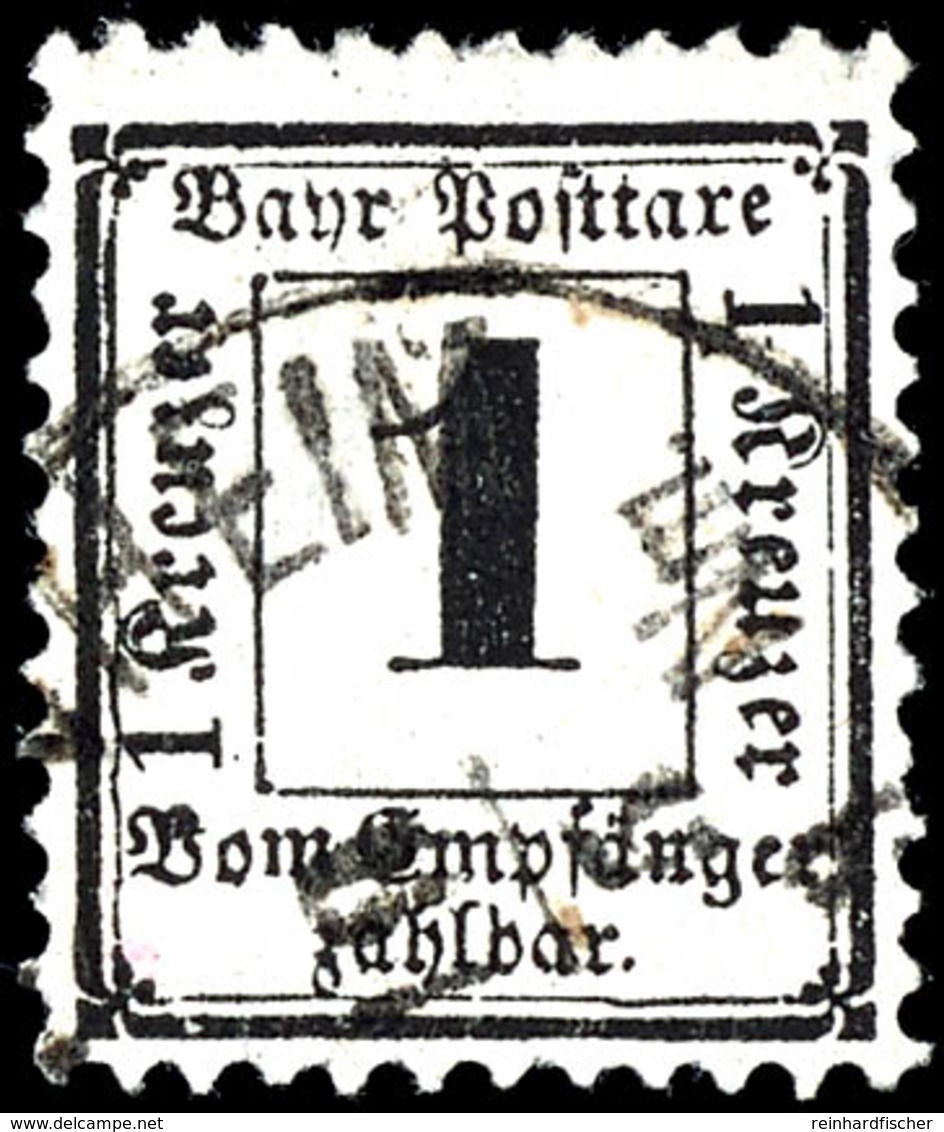 1 Krone Schwarz, Wasserzeichen, Enge Kanten, Gestempelt, Kabinett, U.a. Gepr. W. Engel, Fotoattest Sem BPP, Michelwert 1 - Autres & Non Classés