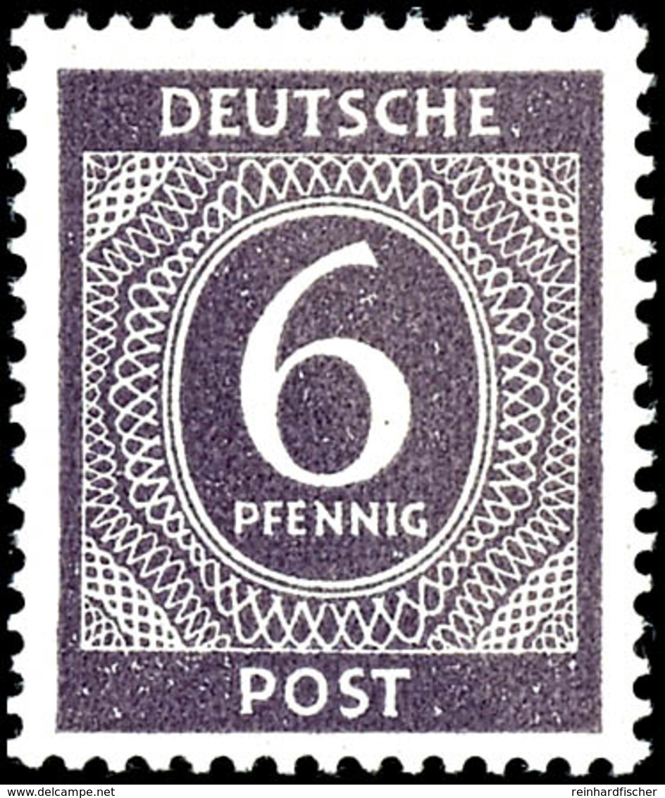 6 Pfg. Ziffer Schwarzviolettgrau, Postfrisch, Tadellos, Sehr Seltene Marke, Fotoattest Schlegel A. BPP Und Fotobefund Ar - Autres & Non Classés