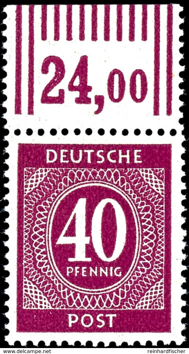 40 Pfg. Ziffer, Walzendruck Vom Oberrand, Postfrisch, Fotobefund Arge Kontrollrat, Mi. 1.300.-, Katalog: 929bWOR ** - Andere & Zonder Classificatie