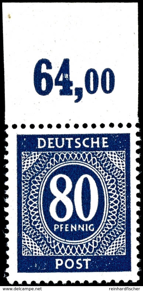 80 Pfg. Ziffer Schwärzlichkobalt, Plattendruck Vom Oberrand, Postfrisch, Geprüft Arge Kontrollrat, Mi. 550.-, Katalog: 9 - Sonstige & Ohne Zuordnung