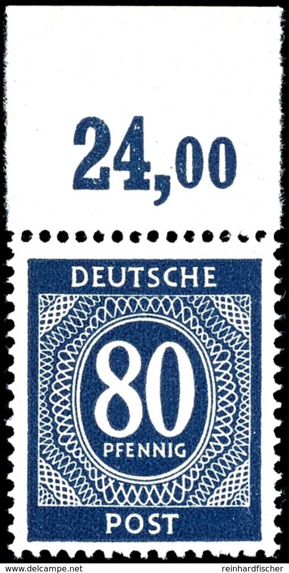 80 Pfg. Ziffer Dunkelviolettultramarin, Plattendruck Vom Oberrand, Postfrisch, Fotobefund Arge Kontrollrat, Mi. 2.600.-, - Sonstige & Ohne Zuordnung