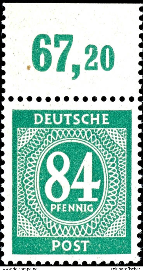 84 Pfg. Ziffer Grün, Plattendruck Mit Durchgezähntem Oberrand, Postfrisch, Fotobefund Arge Kontrollrat, Mi. 2.000.-, Kat - Andere & Zonder Classificatie