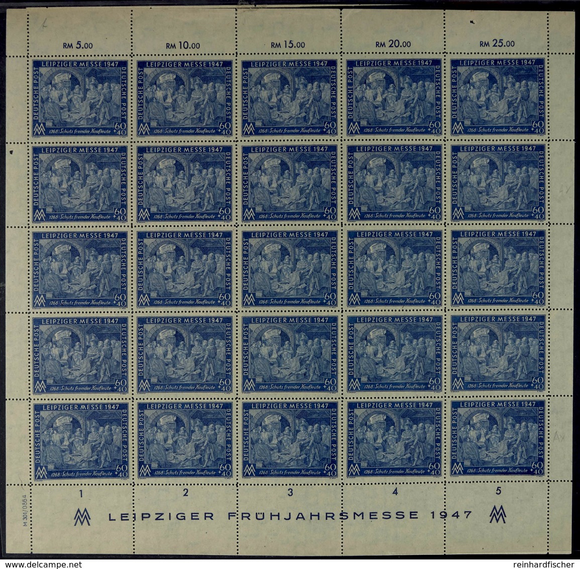 24 + 26 Und 60 + 40 Pfennig Leipziger Frühjahrsmesse, Gezähnt L 13, In Postfrischem Kompletten Bogen, Im Rand Teils Leic - Andere & Zonder Classificatie