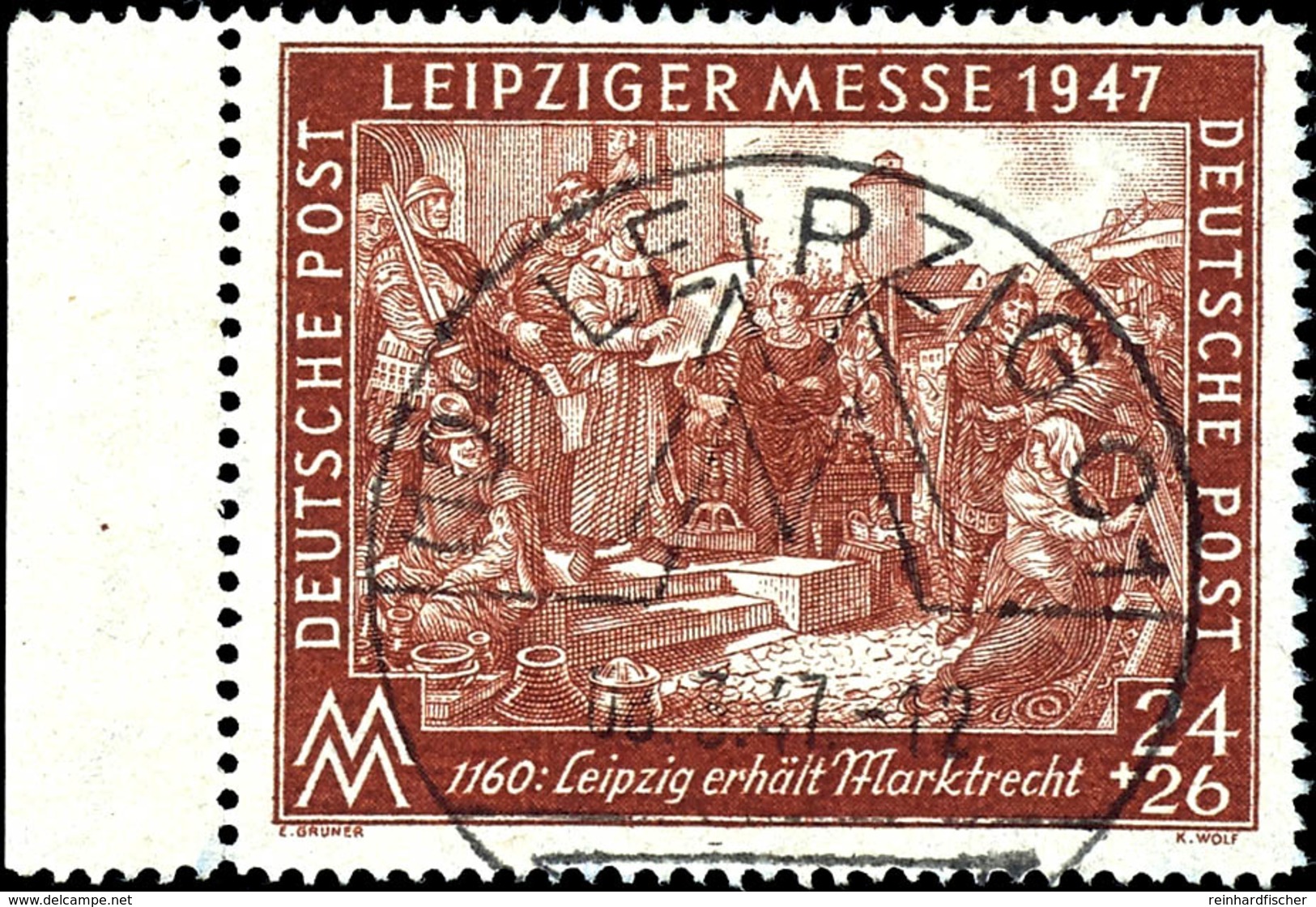 24+26 Pfg. Leipziger Messe, Gez. L 13 1/4:13, Wasserzeichen Stufen Flach Fallend, Mit Sonderstempel, Fotoattest Schlegel - Andere & Zonder Classificatie