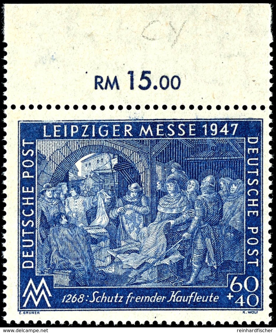 60+40 Pfg. Leipziger Messe, Gez. K 131/4 Wasserzeichen Stufen Steil Steigend, Postfrisch Vom Oberrand, Geprüft Schlegel  - Andere & Zonder Classificatie