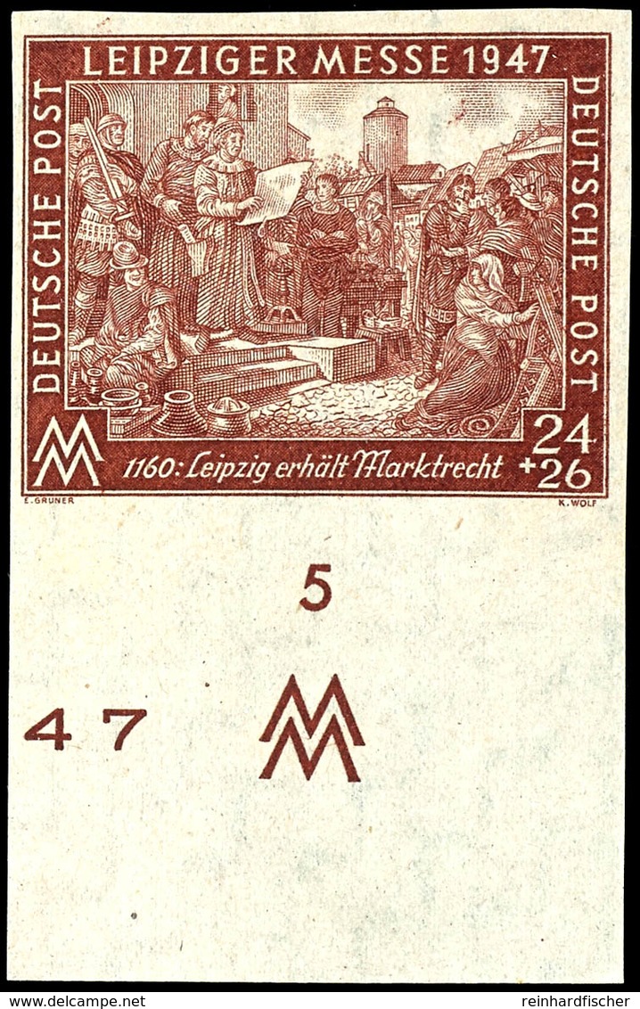 24+26 Pfg. Leipziger Messe, Ungezähnt Vom Bogenunterrand, Postfrisch, Mi. 800.-, Katalog: 941IU ** - Other & Unclassified