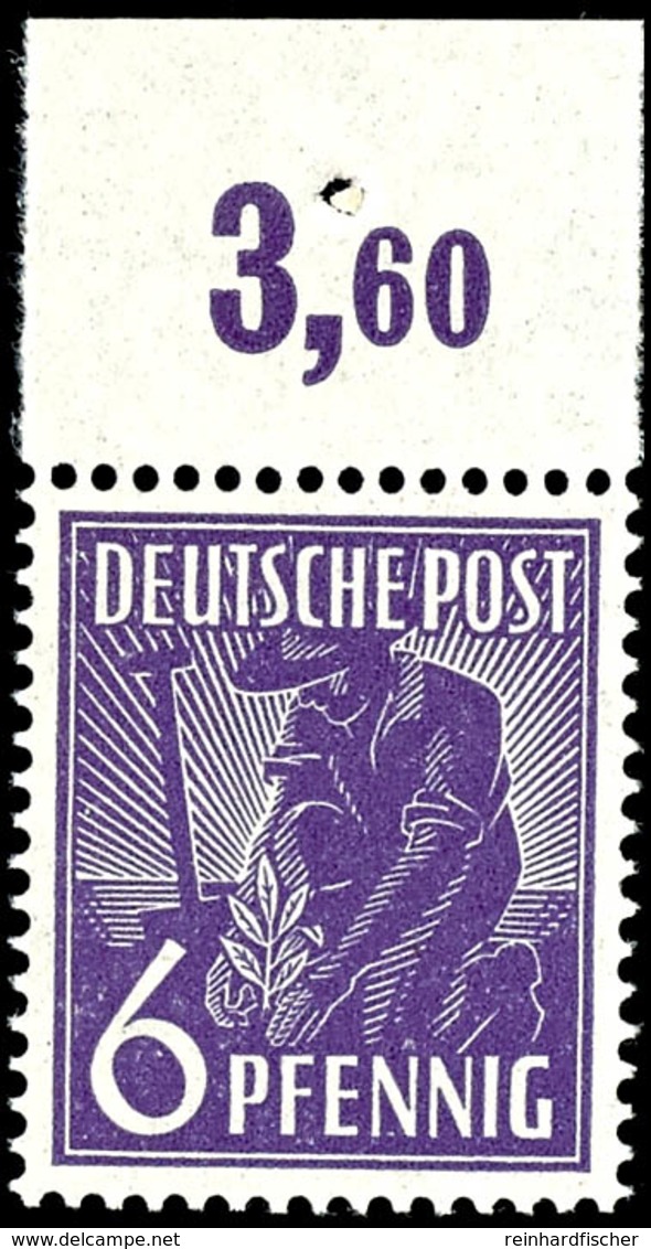 6 Pfg. Arbeiter Schwärzlichbläulichviolett, Plattendruck Vom Oberrand, Postfrisch, Fotobefund Hohmann BPP, Mi. 200.-, Ka - Autres & Non Classés