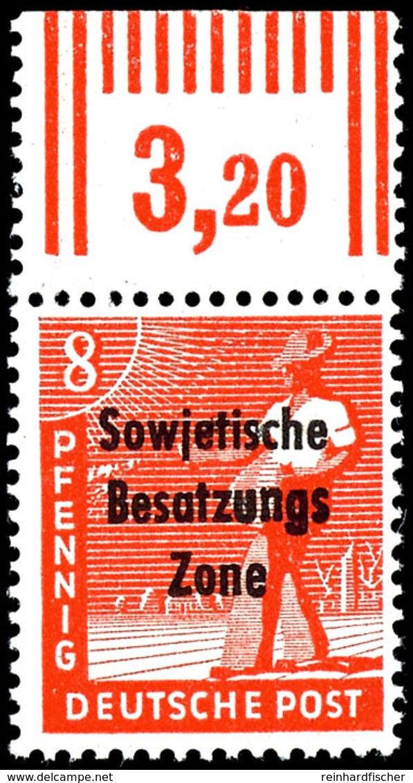 8 Pfg. Arbeiter Orangerot, Walzendruck Vom Oberrand, Postfrisch, Fotobefund Dr. Ruscher, Mi. 500,-, Katalog: 184aaWOR ** - Sonstige & Ohne Zuordnung