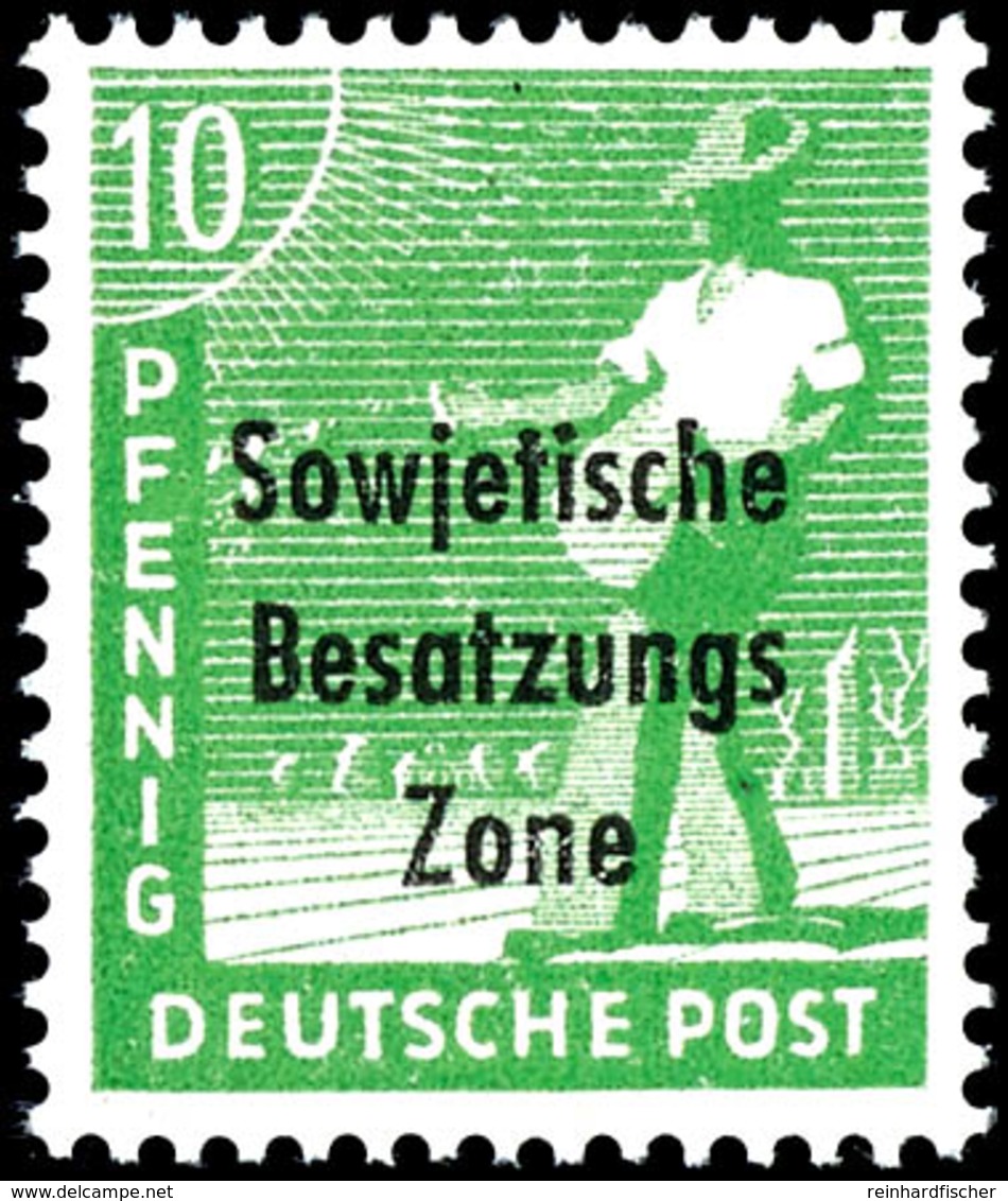 10 Pfg. Arbeiter Dunkelgelblichgrün, Postfrisch, Fotokurzbefund Paul BPP, Mi. 450,-, Katalog: 185c ** - Altri & Non Classificati