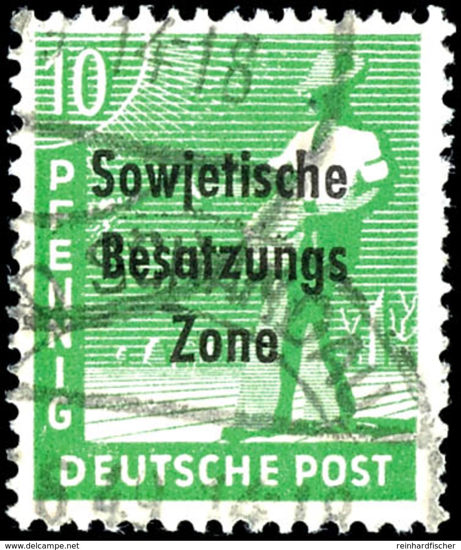 10 Pfg. Arbeiter Dunkelgelblichgrün, Gestempelt, Geprüft Paul BPP, Mi. 350,-, Katalog: 185c O - Sonstige & Ohne Zuordnung