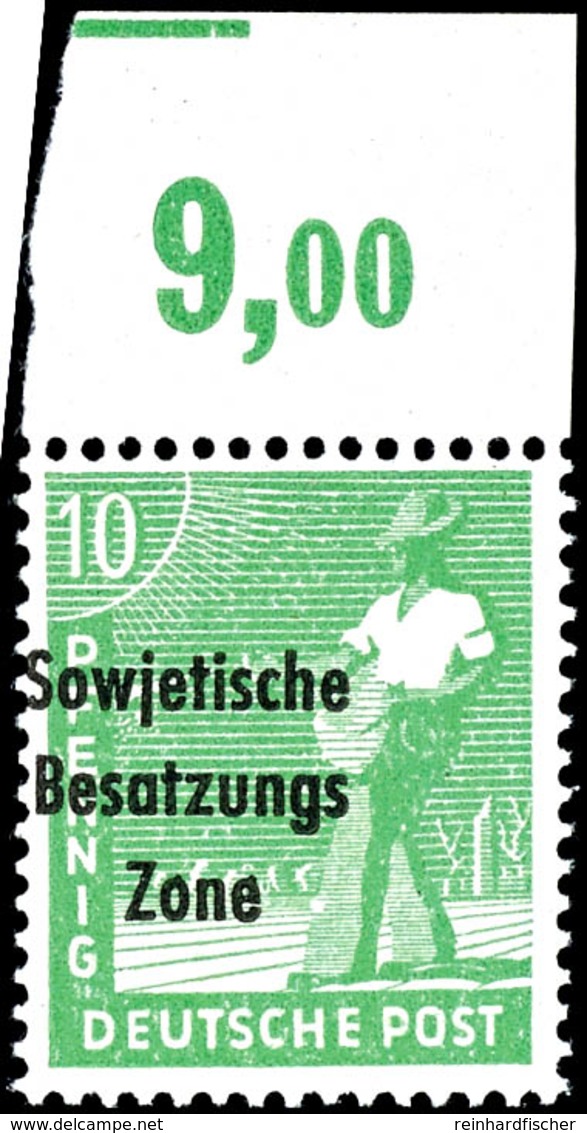 10 Pfg. Arbeiter Gelblichgrün, Plattendruck, Oberrand Nicht Durchgezähnt, Postfrisch, Fotokurzbefund Paul BPP, Mi. 400,- - Autres & Non Classés