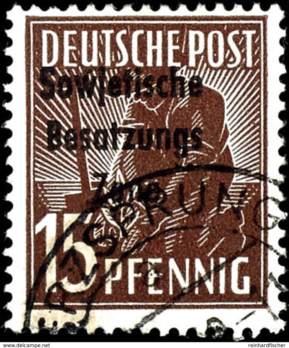 15 Pfg. Arbeiter Schwarzsiena, Gestempelt, Fotokurzbefund Paul BPP, Mi. 550,-, Katalog: 187ba O - Sonstige & Ohne Zuordnung