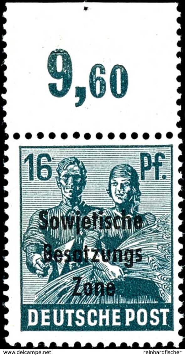 16 Pfg. Arbeiter Schwarzgrünblau, Plattendruck, Oberrand Durchgezähnt, Postfrisch, Fotobefund Dr. Ruscher BPP, Mi. 450,- - Other & Unclassified