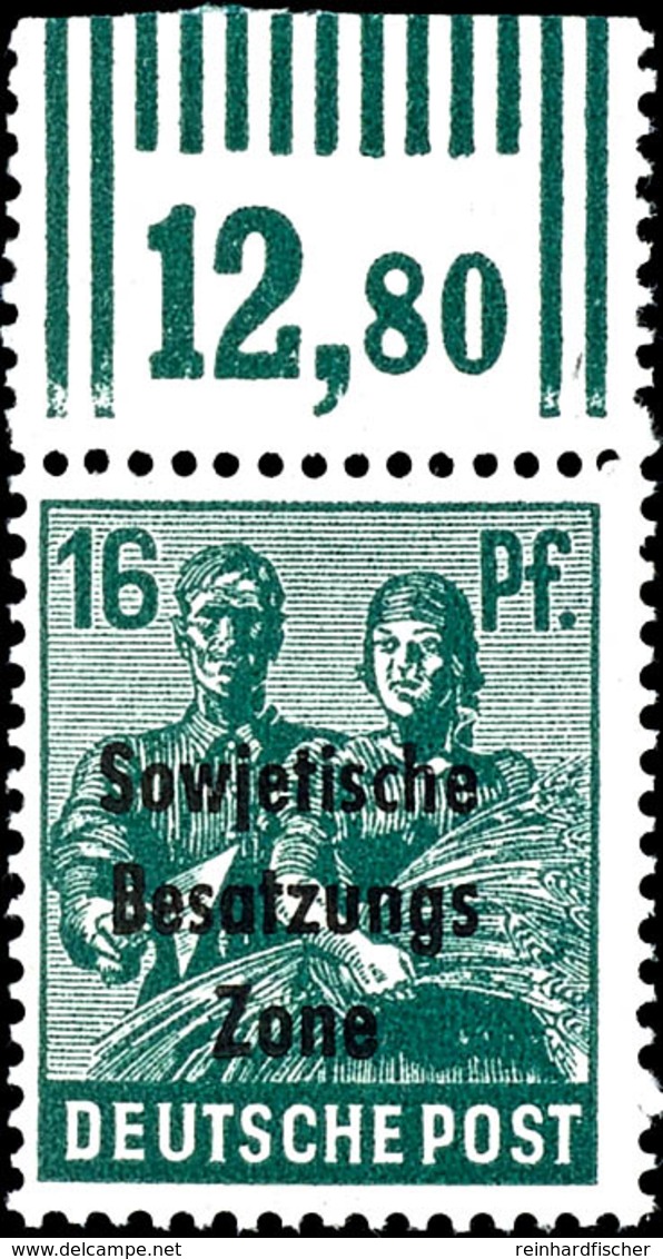 16 Pfg. Arbeiter Schwärzlichopalgrün, Walzendruck Vom Oberrand, Postfrisch, Fotobefund Paul BPP, Mi. 1300,-, Katalog: 18 - Other & Unclassified