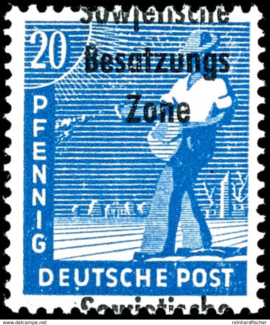 20 Pfg. Arbeiter Kobalt, Postfrisch, Geprüft Paul BPP, Mi. 400,-, Katalog: 189c ** - Autres & Non Classés