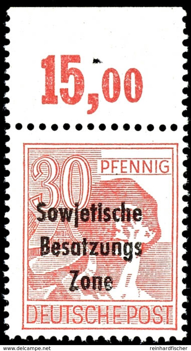 30 Pfg. Arbeiter Lebhaftbräunlichkarmin, Plattendruck Mit Durchgezähntem Oberrand, Postfrisch, Gummiseitig Einige Winzig - Other & Unclassified