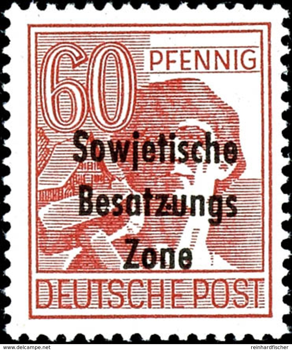 60 Pfg. Arbeiter Braunrot, Postfrisch, Fotokurzbefund Paul BPP, Mi. 300.-, Katalog: 195b ** - Autres & Non Classés