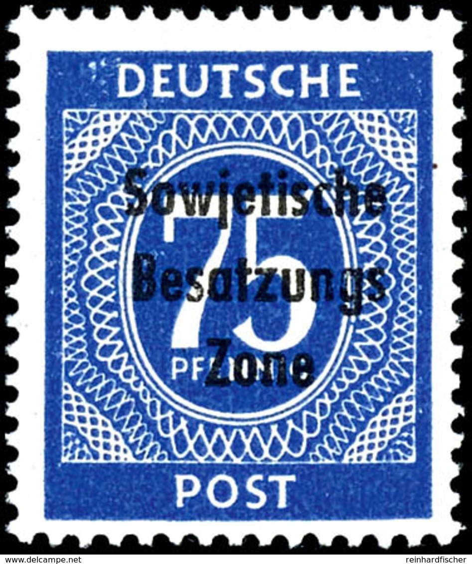 75 Pfg. Ziffer Lebhaftviolettblau, Postfrisch, Fotokurzbefund Paul BPP, Mi. 250.-, Katalog: 210c ** - Autres & Non Classés