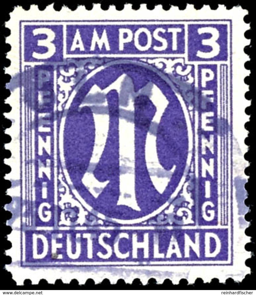 3 Pfennig Blauviolett, Gezähnt L 14 1/4 : 14 1/2, Papier Y, Gestempelt, Geprüfter Fotokurzbefund Schlegel A. BPP, Michel - Altri & Non Classificati