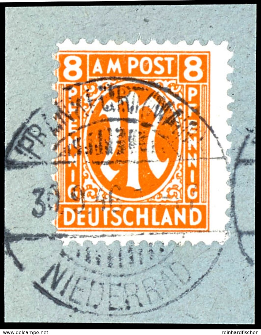 8 Pfennig Rotorange, Gezähnt L 11 1/2 : 11, Papier Z, Gestempelt Auf Briefstück, Fotoattest Schlegel A. BPP, Michelwert  - Other & Unclassified