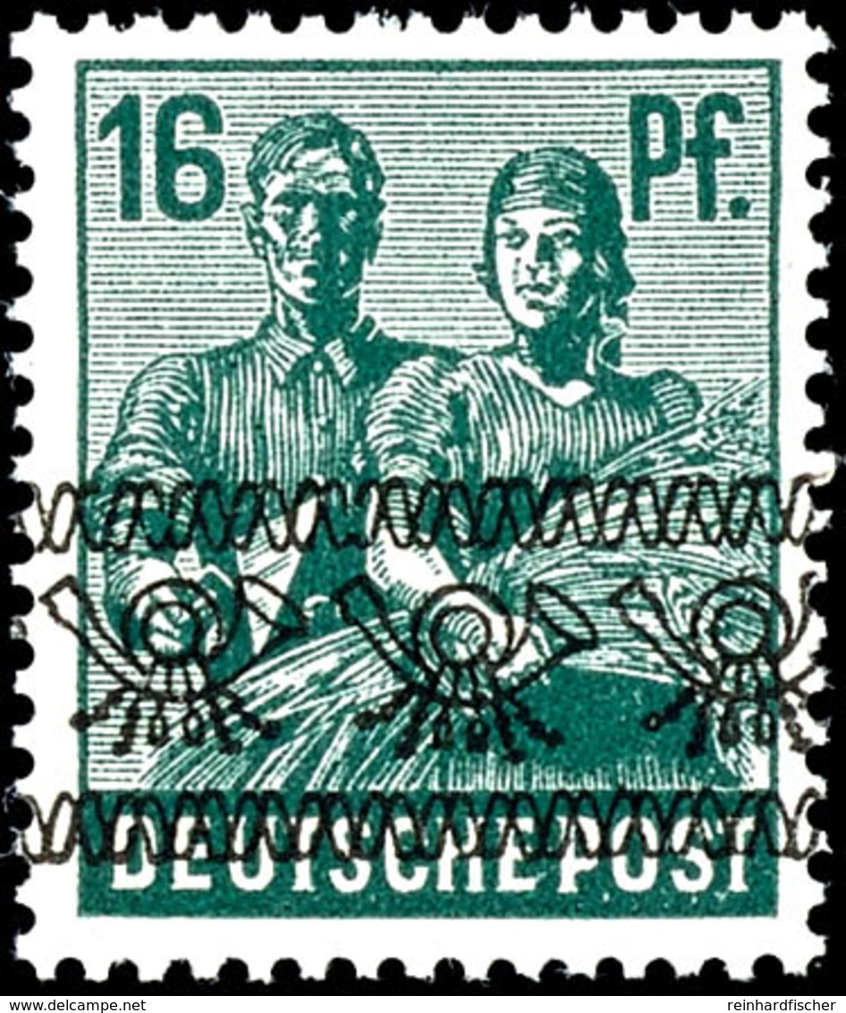 16 Pfennig Arbeiter Schwärzlichopalgrün Mit Bundaufdruck, Postfrisch, Fotobefund Arge Kontrollrat, Michelwert 300,-, Kat - Sonstige & Ohne Zuordnung