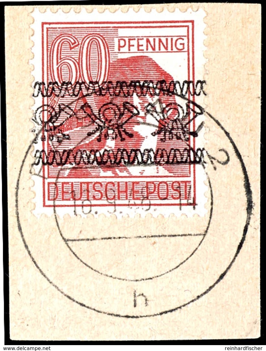 60 Pfennig Arbeiter Braunkarmin Mit Bandaufdruck, Gestempelt "PASSAU 16.9.48" Auf Briefstück, Gepr. Schlegel BPP, Michel - Altri & Non Classificati