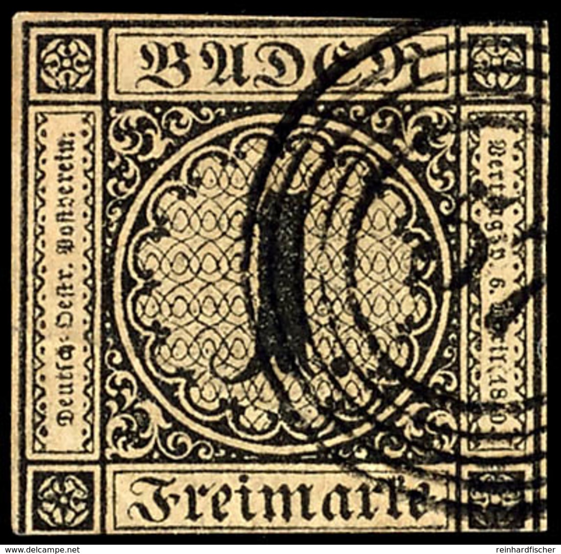 1 Kr. Schwarz Tadellos Gestempelt Mit Fünfringstempel "57", Mi. 320.-, Katalog: 1b O - Altri & Non Classificati