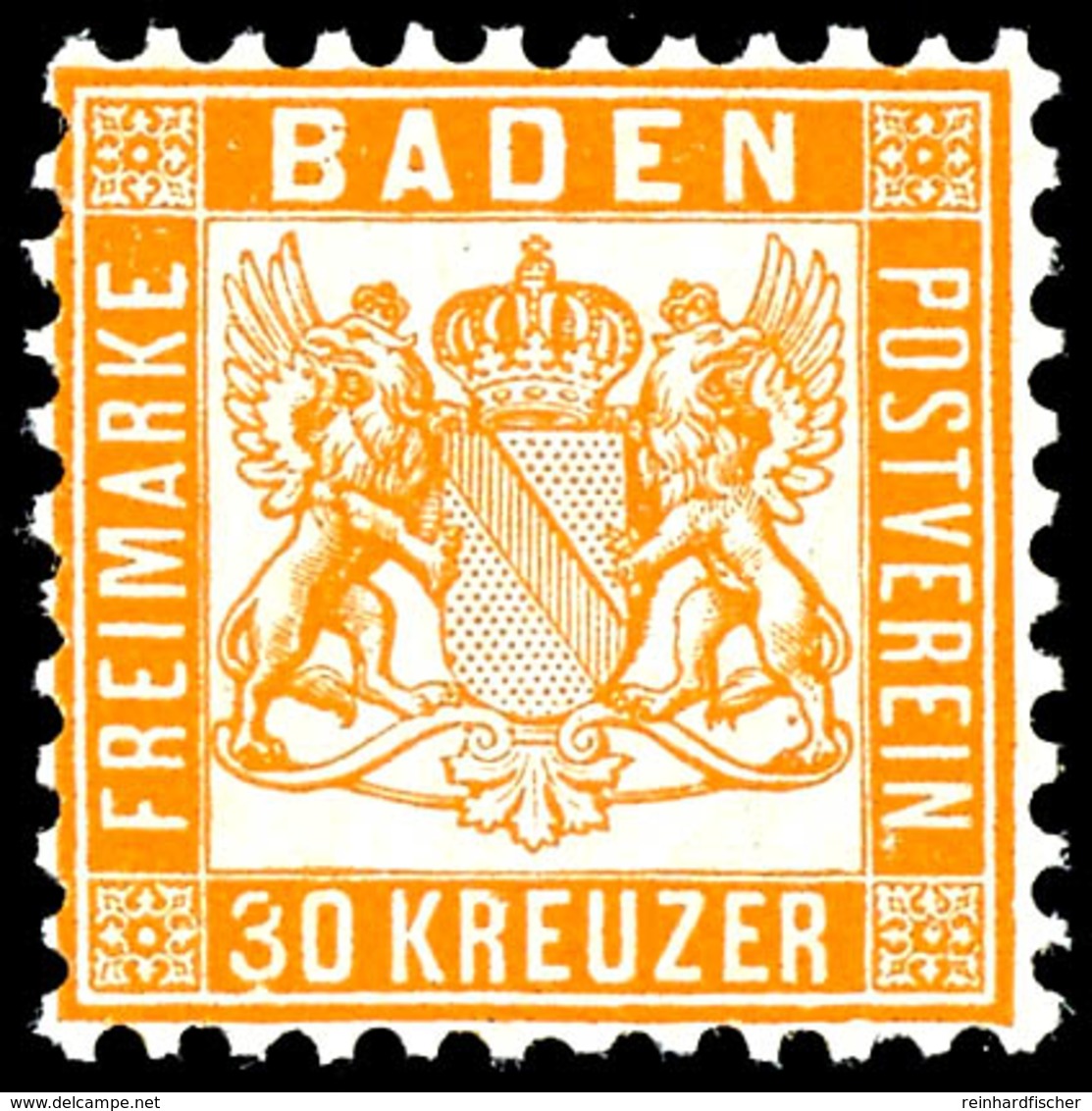 30 Kreuzer Lebhaftgelborange, Tadellos Postfrisch, Kabinett, Gepr. Englert BPP, Mi. 600.-, Katalog: 22a ** - Sonstige & Ohne Zuordnung