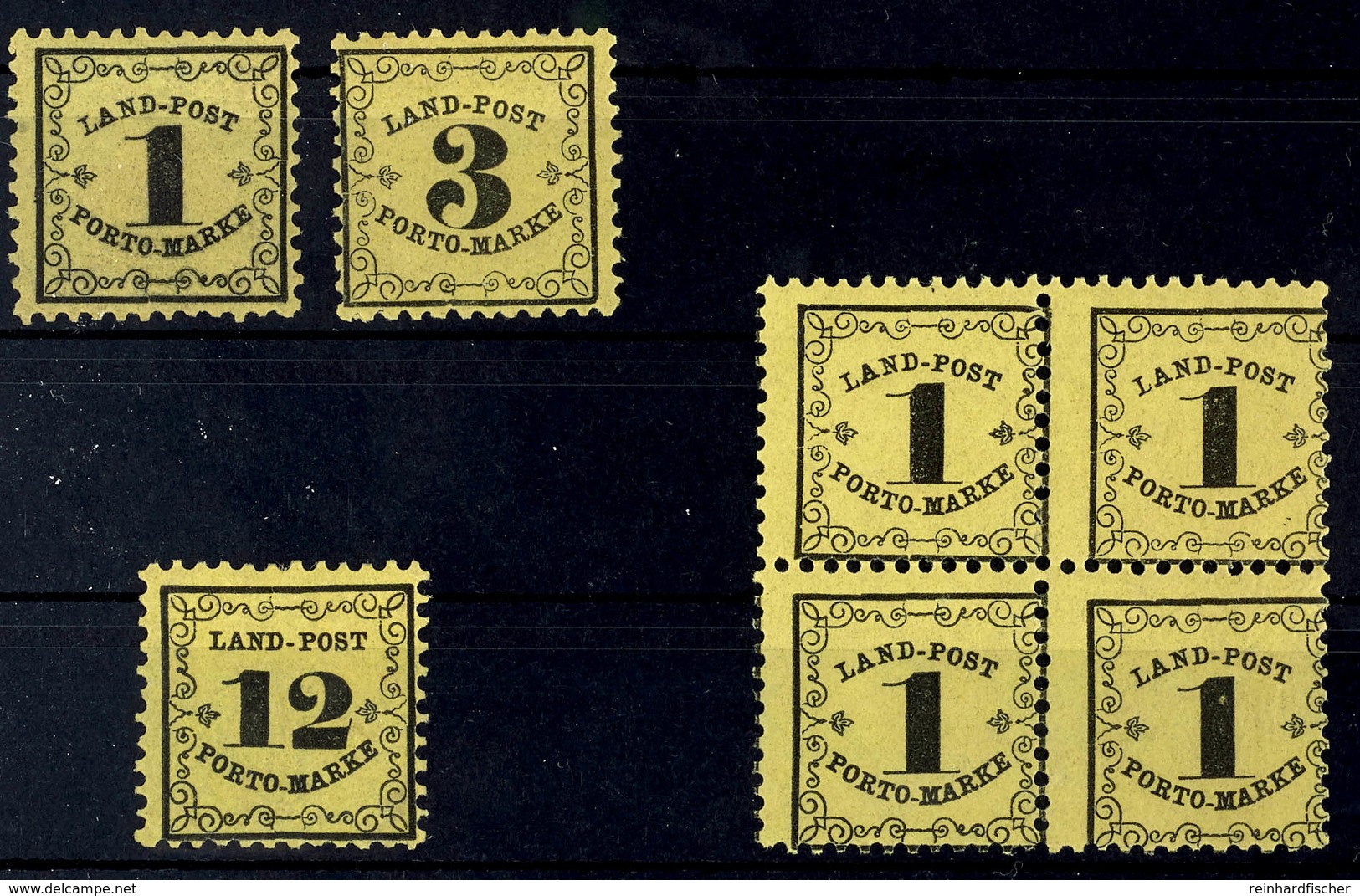 1, 3 U. 12 Kr. Landpost-Portomarken, Papier X, Ungebraucht Mit Originalgummierung Und Falz Und Des Weiteren Ein Postfris - Other & Unclassified
