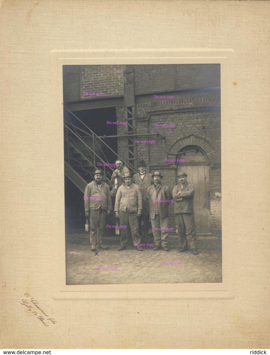 Grande Photo Originale De Mineurs Au Trieu Kaisin Puist Des Viviers à Gilly Vers 1920? 12 X 17 Cm - Andere & Zonder Classificatie