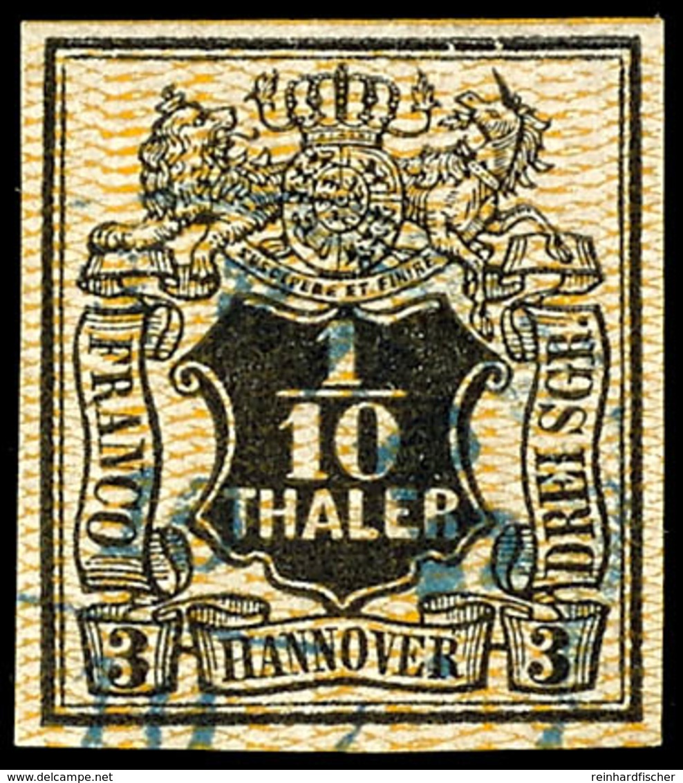 1/10 Th. Wappen Mit Orangem Netzwerk, Tadellos Rundgestempelt, Allseits Gleichmäßig Voll Gerandet, Gepr. Pfenninger Und  - Sonstige & Ohne Zuordnung