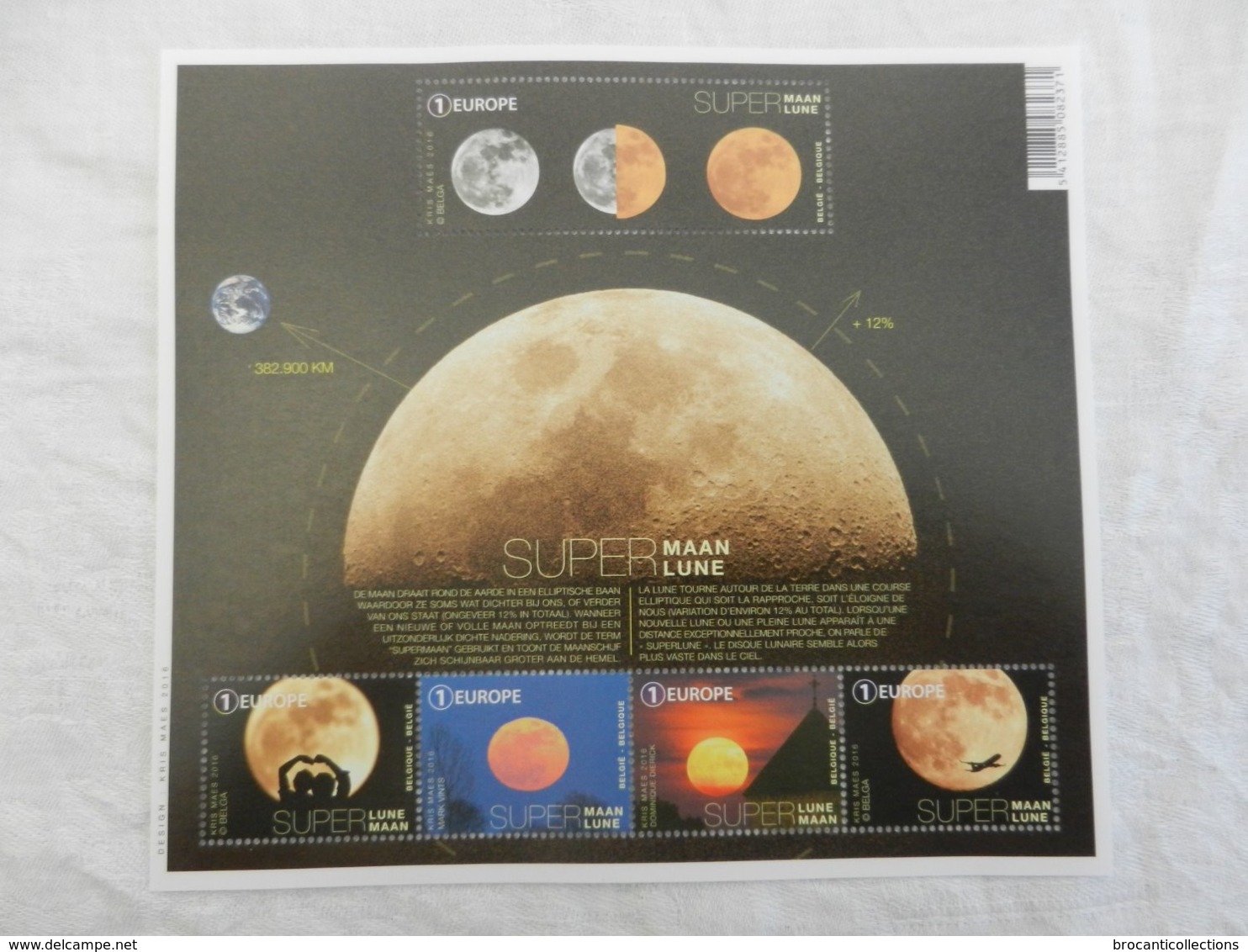 Planche De Timbres Neufs Belgique - Super Lune - 2016 - Feuilles Complètes & Feuillets