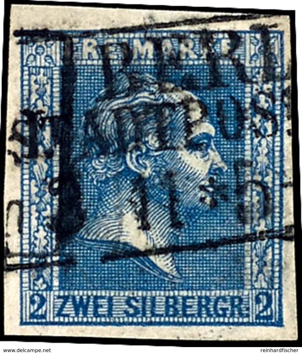 2 Sgr. Dunkelpreußischblau, Seltenste Farbe, Farbfrisches Und Breitrandiges Kabinettstück Mit R3 Aus "BERLIN", Gepr. Hof - Sonstige & Ohne Zuordnung