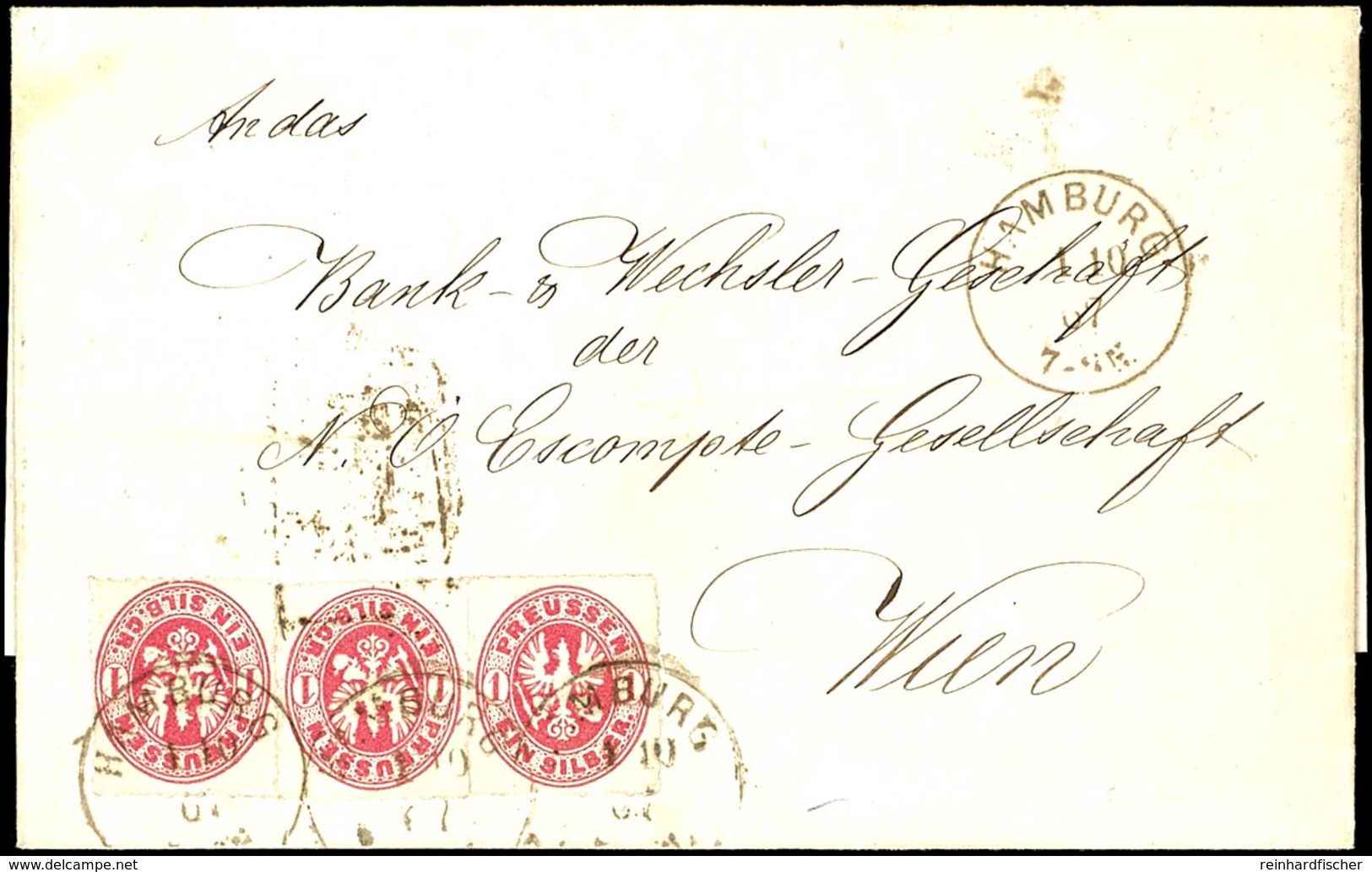 1 Sgr. Wappen, Drei Stück Als MeF Auf Postvereinsbrief, Mit K1 "HAMBURG 1 10 67" Nach Wien, Katalog: 16(3) BF - Sonstige & Ohne Zuordnung