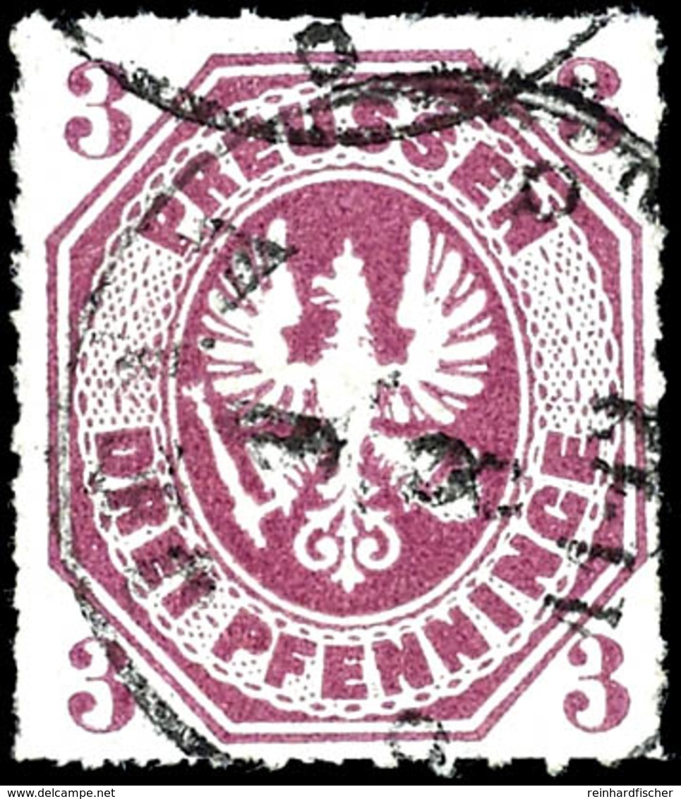 3 Pfg Dunkelrötlichlila, Farbfrische Marke Mit Zentrischem Taxis-K1 "JENA 1/8" (1867) Mit Kringeln, Fotobefund Pichl (10 - Autres & Non Classés