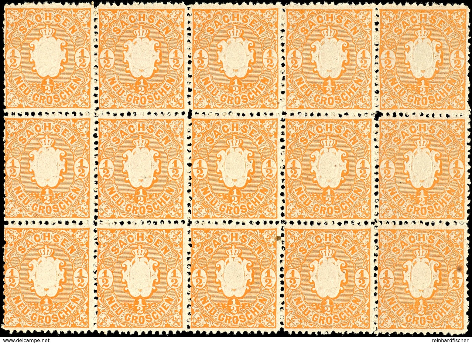 1/2 Ngr. Im Postfrischen 15er-Block (rechte Untere Marke Kleiner Stockfleck), Mi. Für Billigste Farbe Ca. 200,--, Katalo - Other & Unclassified