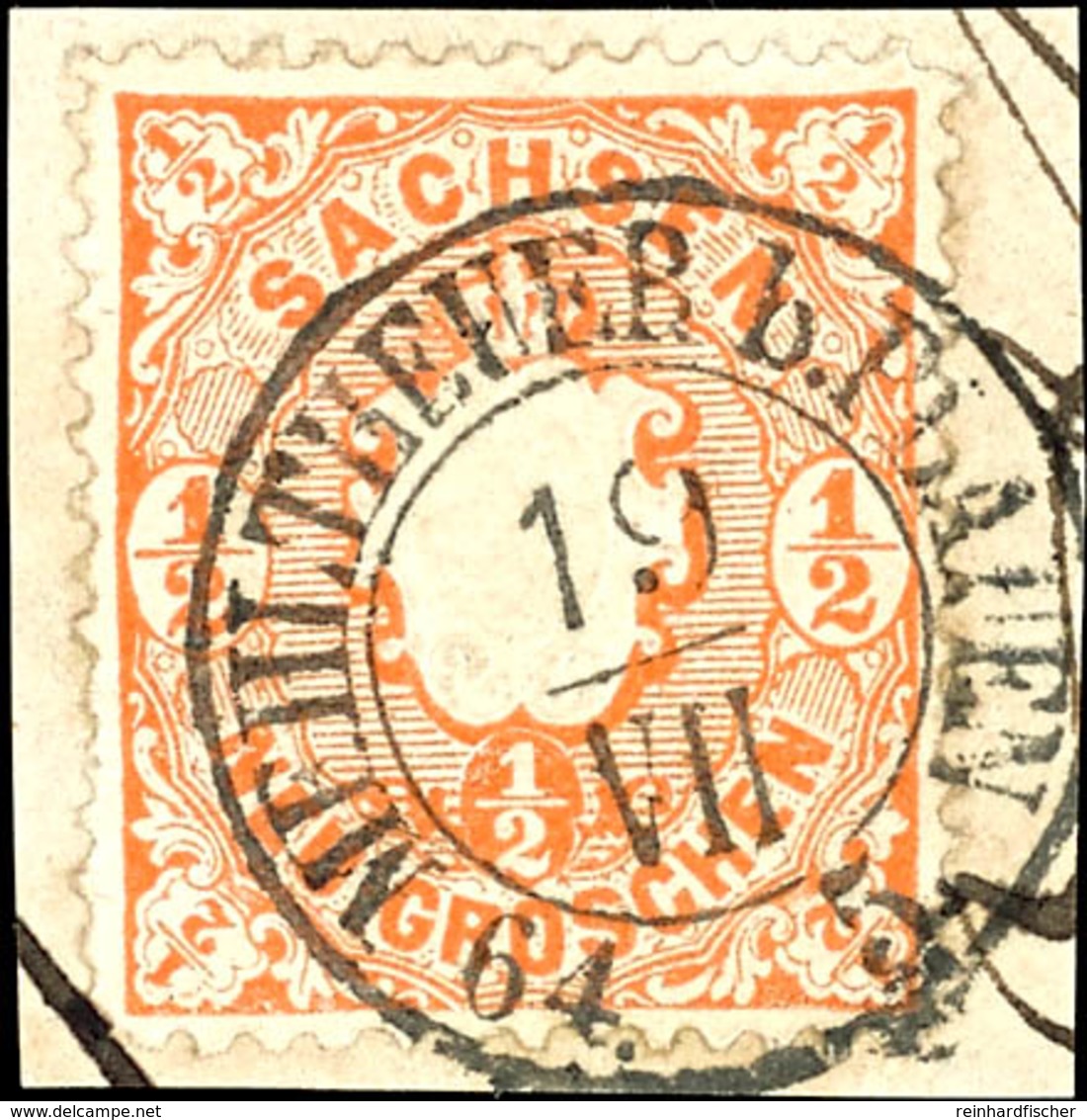 "MEHLTEUER B. PLAUEN 19 VII 64" - K2, Herrlich Klar Auf Kabinettbriefstück 1/2 Ngr. Wappen, Katalog: 15 BS - Sachsen